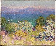 John Peter Russell In the morning, Alpes Maritimes from Antibes painting